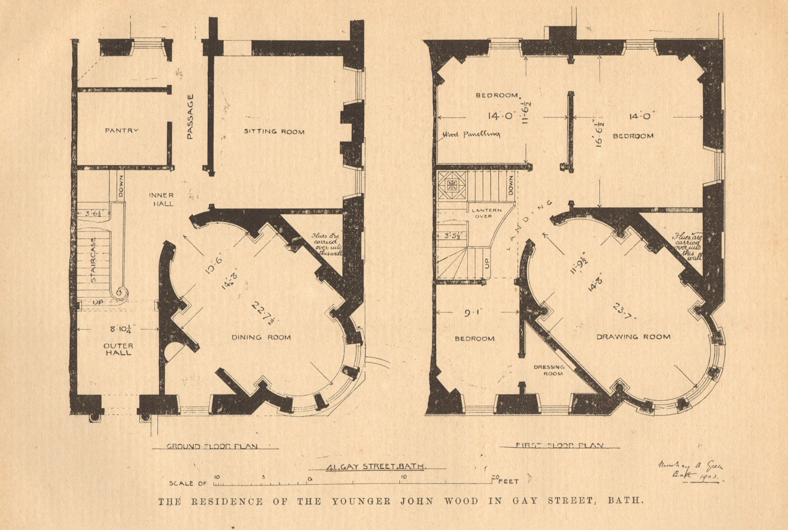The residence of the younger John Wood, 41 Gay Street, Bath. Somerset 1905
